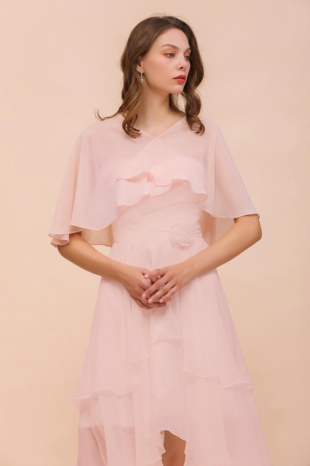 Pink Ruffle Chiffon Special Occasions Wraps