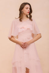 Pink Ruffle Chiffon Special Occasions Wraps