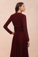Long Sleeves Burgundy Chiffon Wedding Wraps