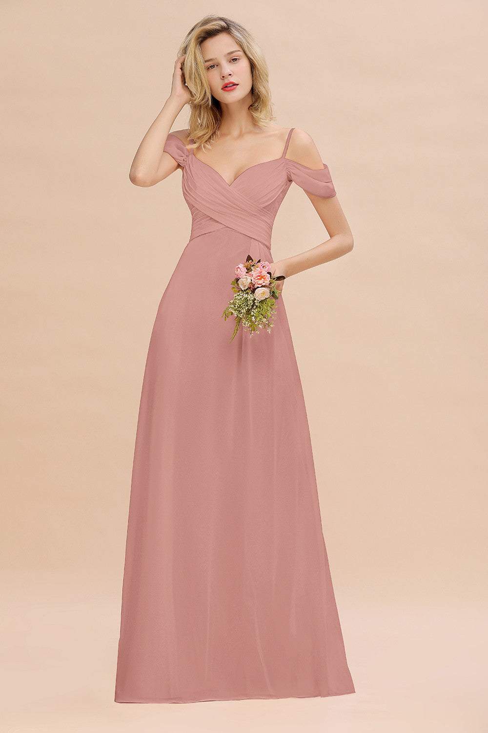 Spaghetti Straps Sweetheart Ruffles Bridesmaid Dress
