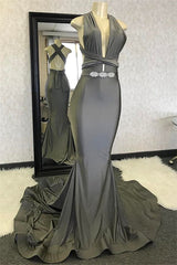 Modest Long Halter Mermaid Open Back Prom Dress