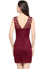 Short Mermaid Lace Sleeveless Knee Length Plus Size Formal Dress