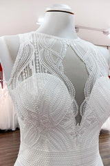 Modest Long A-line Chiffon Jewel Ruffles Appliques Open Back Wedding Dress