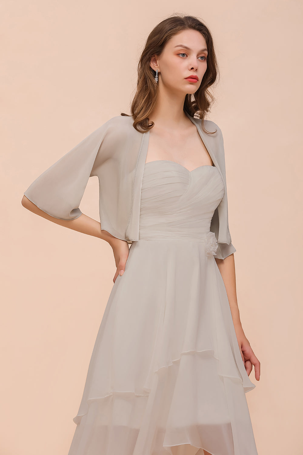 Silver Half Sleeves Chiffon Special Occasions Wraps