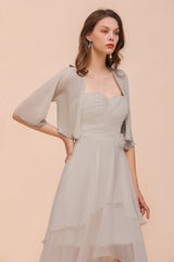 Silver Half Sleeves Chiffon Special Occasions Wraps