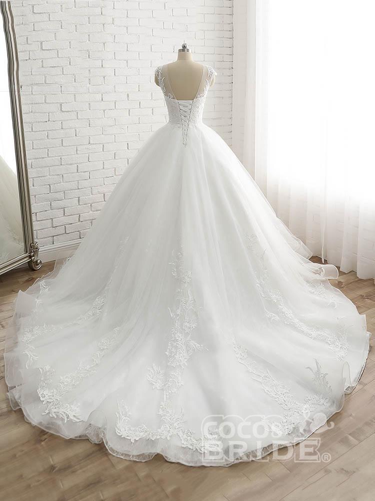 Luxury Long Sweetheart Lace-Up Tulle Ball Gown Wedding Dresses