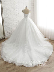 Luxury Long Sweetheart Lace-Up Tulle Ball Gown Wedding Dresses