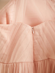 Long A-Line Halter Neck Junior Bridesmaid Dress Tulle Wedding Party Dresses