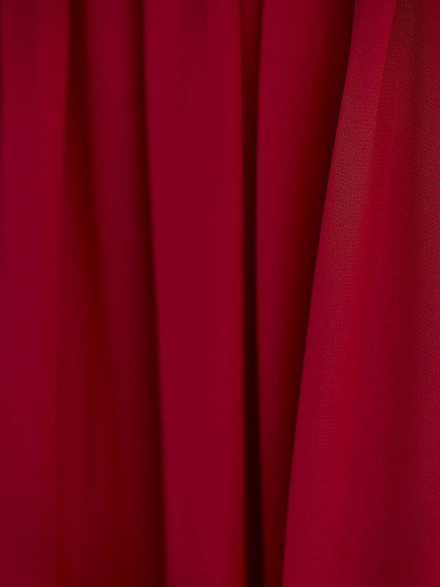 Red Long A-line Chiffon Floor Length Junior Bridesmaid Dress with Lace