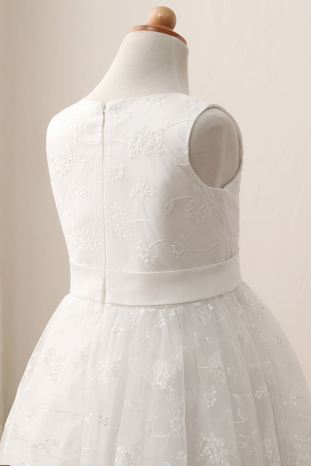 Cute Long A-line Jewel Lace Sleeveless Floor length Flower Girl Dress