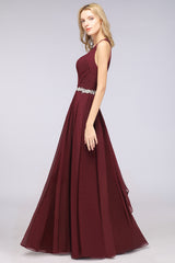 A-Line Chiffon Halter V-Neck Sleeveless Ruffle Floor Length Bridesmaid Dress with Appliques Sashes