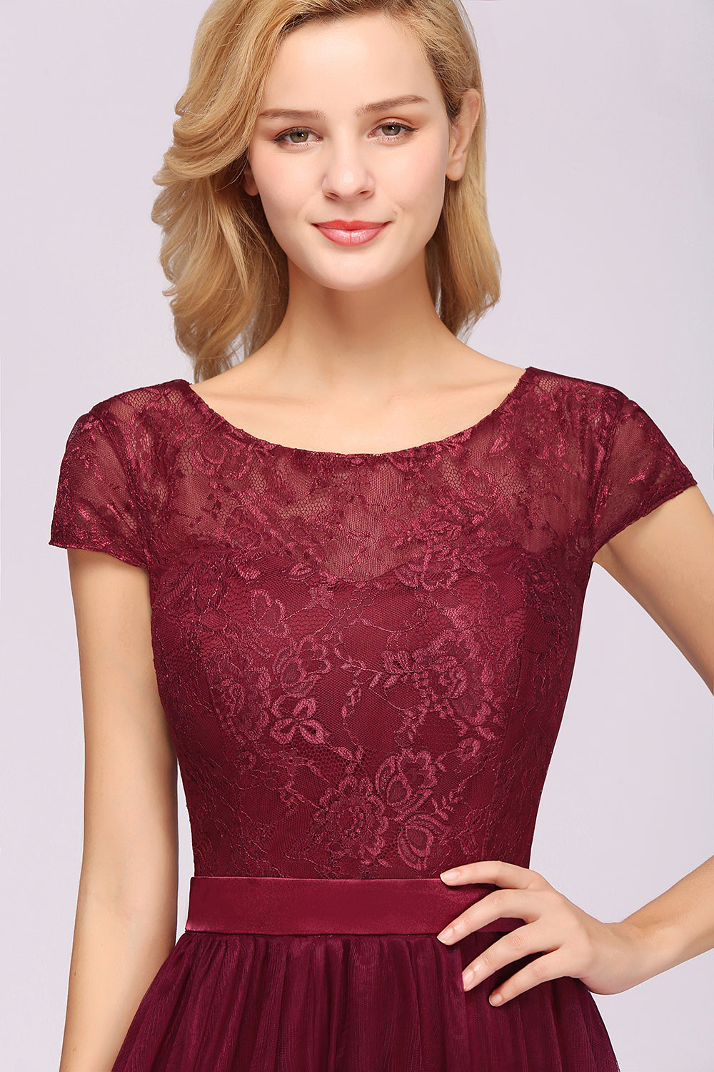A-Line Chiffon Jewel Sleeveless Floor Length Bridesmaid Dresses with Ruffles