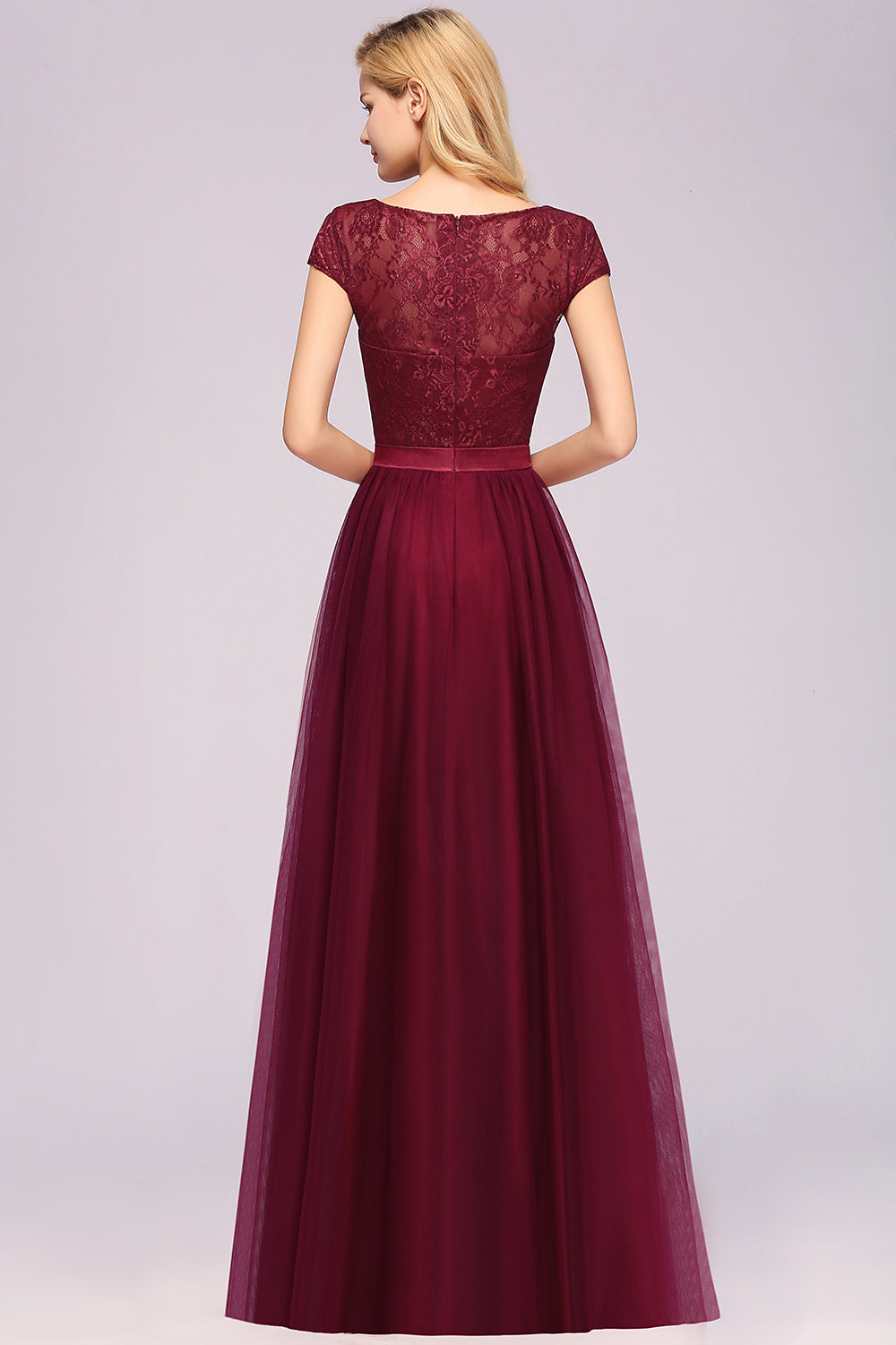 A-Line Chiffon Jewel Sleeveless Floor Length Bridesmaid Dresses with Ruffles