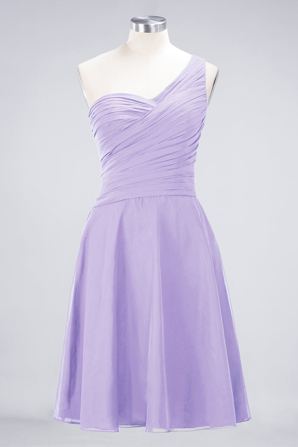 A-Line Chiffon One Shoulder Sweetheart Sleeveless Knee-Length Bridesmaid Dress with Ruffles