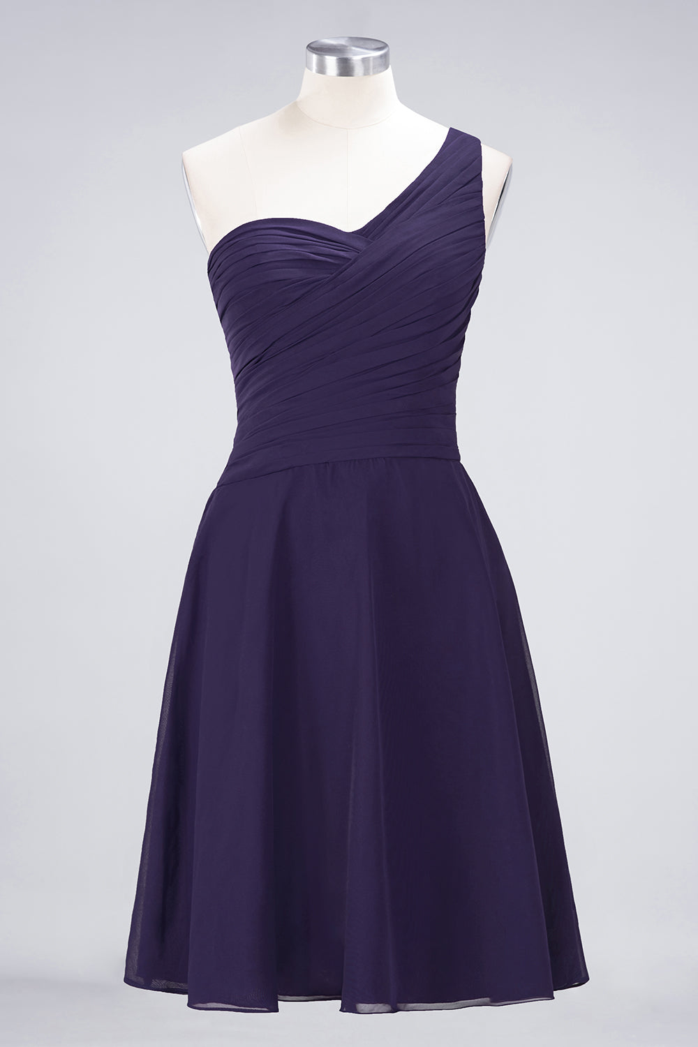 A-Line Chiffon One Shoulder Sweetheart Sleeveless Knee-Length Bridesmaid Dress with Ruffles