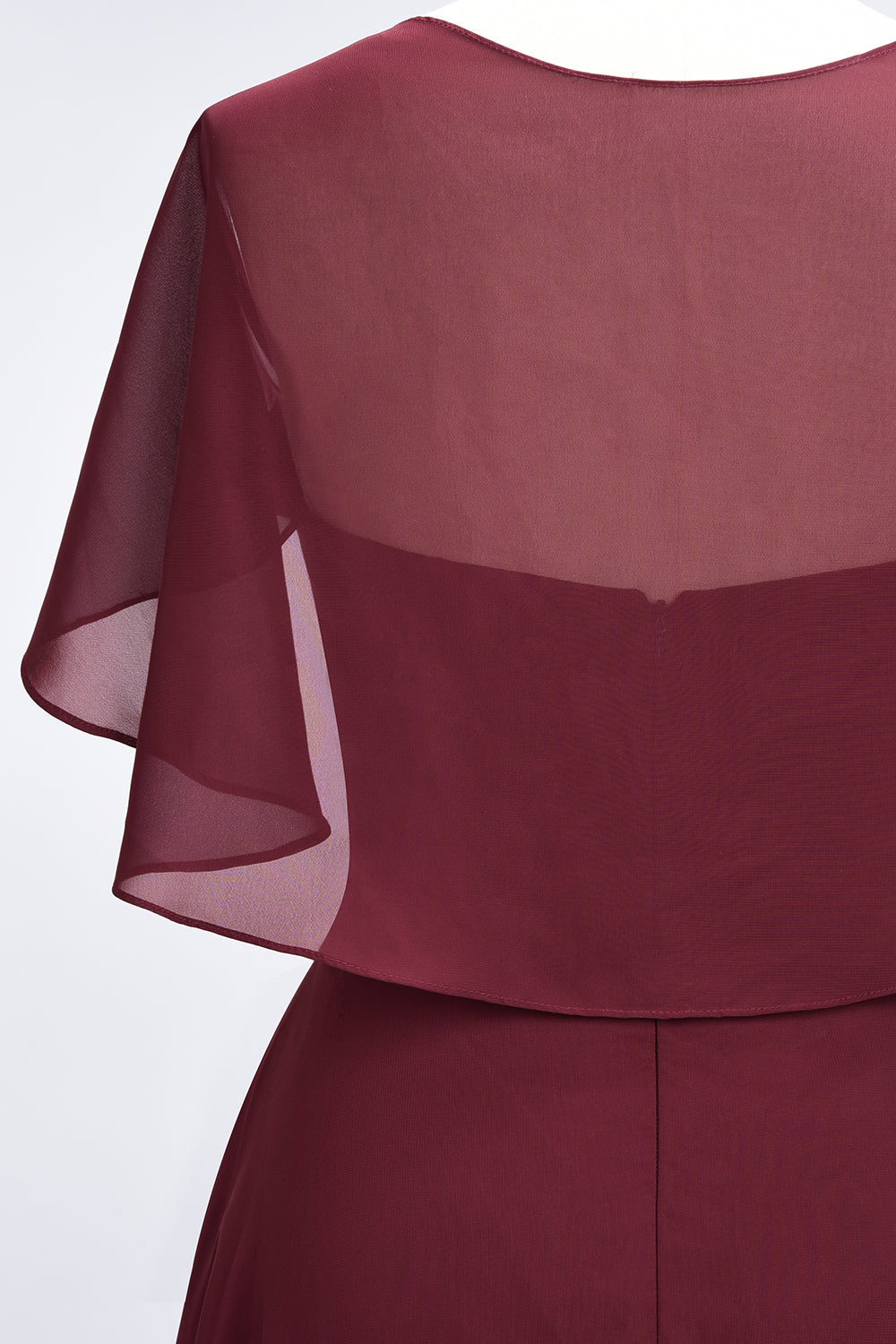 A-Line Chiffon Satin V-Neck Short Sleeves Floor Length Bridesmaid Dress