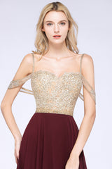 Appliques Spaghetti Straps A-line Bridesmaid Dress
