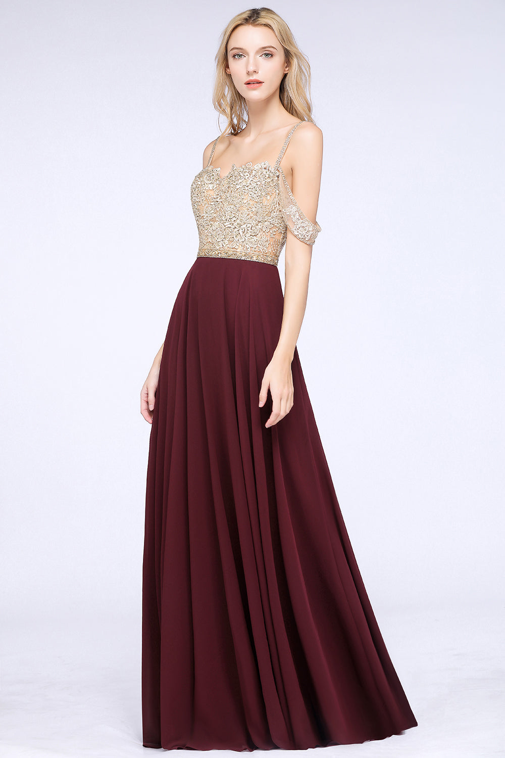 Appliques Spaghetti Straps A-line Bridesmaid Dress