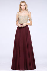 Appliques Spaghetti Straps A-line Bridesmaid Dress