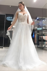 Beach Long A-line Spaghetti Strap Tulle Lace Backless Wedding Dress