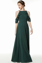 Chic Chiffon A-Line Floor Length Prom Dress With Ruffles Embellishment
