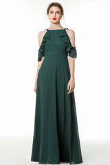 Chic Chiffon A-Line Floor Length Prom Dress With Ruffles Embellishment