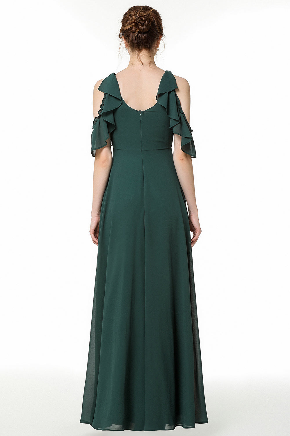 Chic Chiffon A-Line Floor Length Prom Dress With Ruffles Embellishment