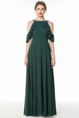 Chic Chiffon A-Line Floor Length Prom Dress With Ruffles Embellishment