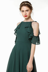 Chic Chiffon A-Line Floor Length Prom Dress With Ruffles Embellishment