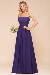 Classy Strapless Open Back A-Line Ruched Bridesmaid Dress With Sequins