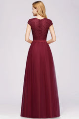 Delicate Bateau Short Sleeves A-Line Tulle Ruffles Floor Length Prom Dress