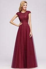 Delicate Bateau Short Sleeves A-Line Tulle Ruffles Floor Length Prom Dress