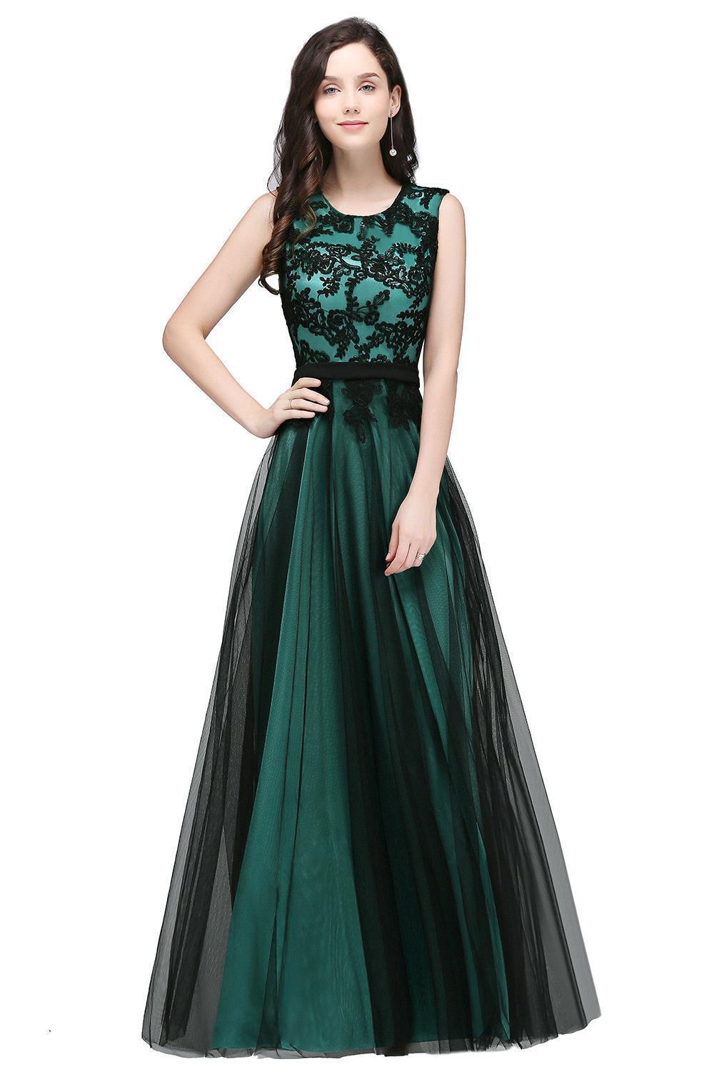Elegant A-Line Tulle Lace Sleeveless Floor Length Bridesmaid Dress with Sash