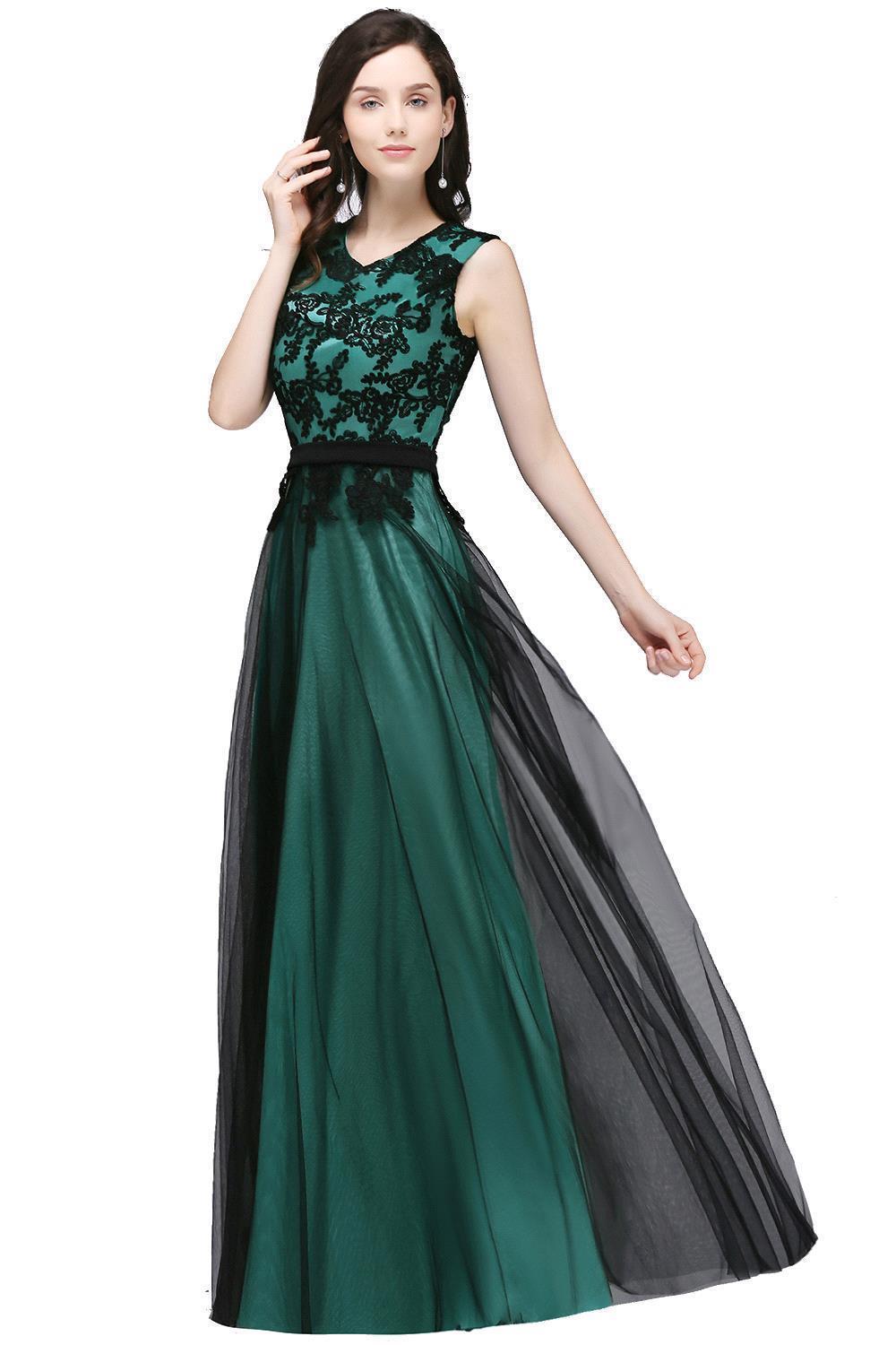 Elegant A-Line Tulle Lace Sleeveless Floor Length Bridesmaid Dress with Sash