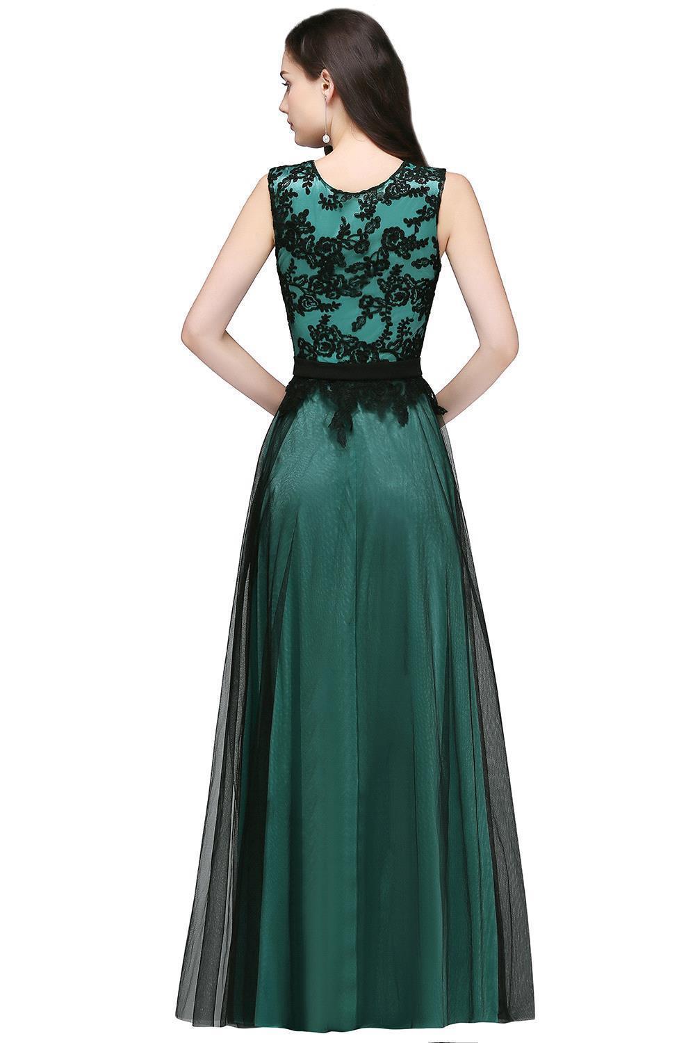 Elegant A-Line Tulle Lace Sleeveless Floor Length Bridesmaid Dress with Sash