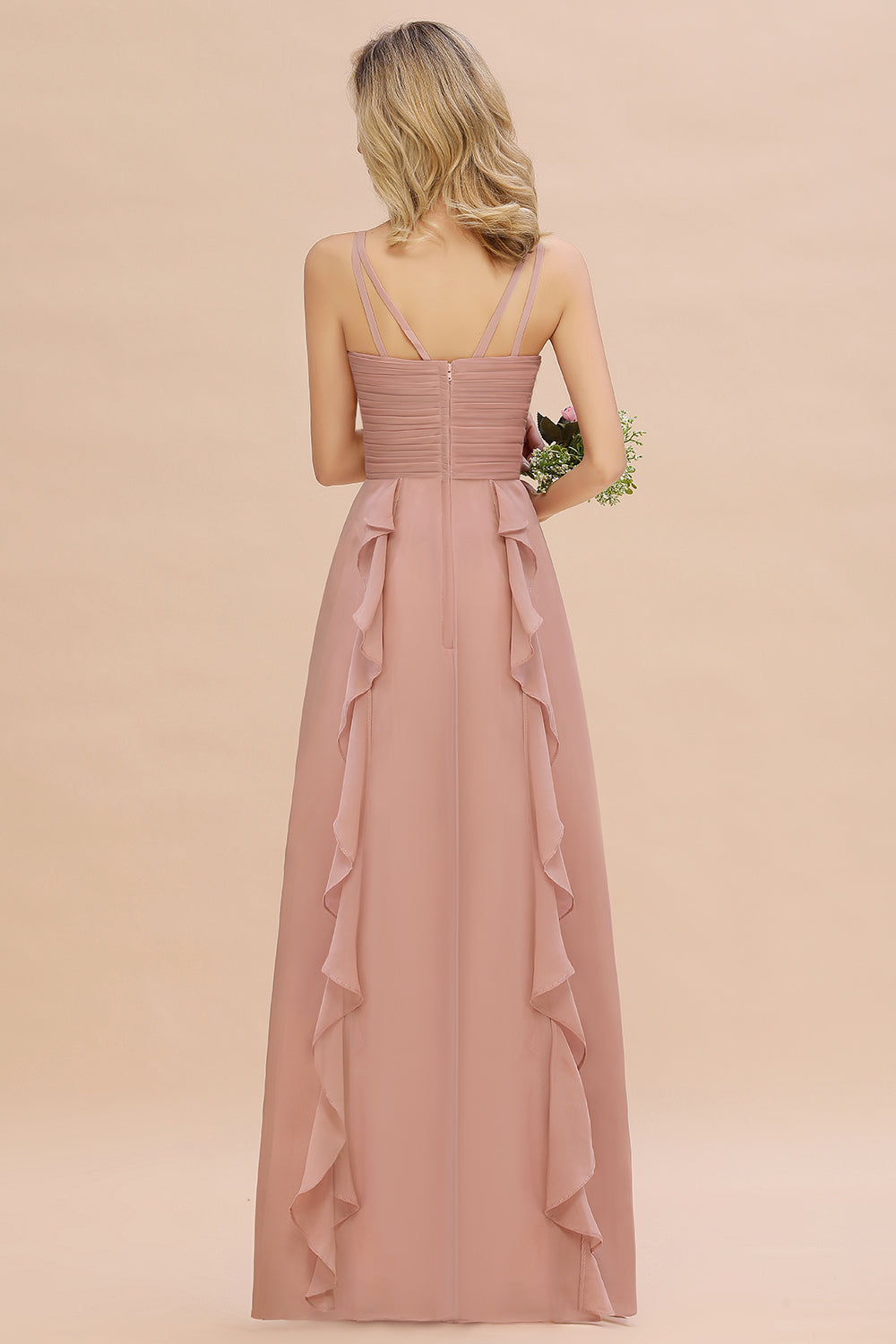 Elegant A-line Sweetheart Spaghetti Straps Floor Length Bridesmaid Dress With Ruched