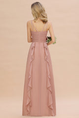 Elegant A-line Sweetheart Spaghetti Straps Floor Length Bridesmaid Dress With Ruched