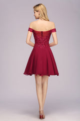 Elegant Lace Off the Shoulder Short Bridesmaid Dress