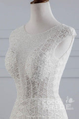 Elegant Long Cap Sleeves Lace-up Mermaid Wedding Dresses