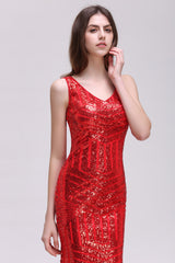 Elegant Mermaid Sequined Jewel Sleeveless Floor Length Bridesmaid Dress