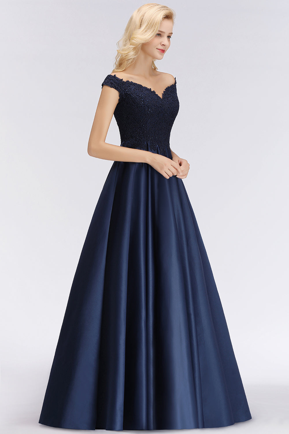 Elegant Off the Shoulder Ruffles Beads Sleeveless Bridesmaid Dress