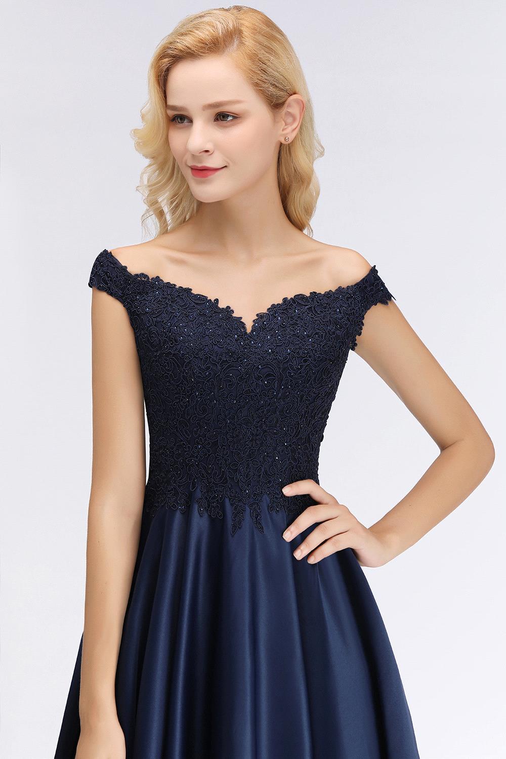 Elegant Off the Shoulder Ruffles Beads Sleeveless Bridesmaid Dress