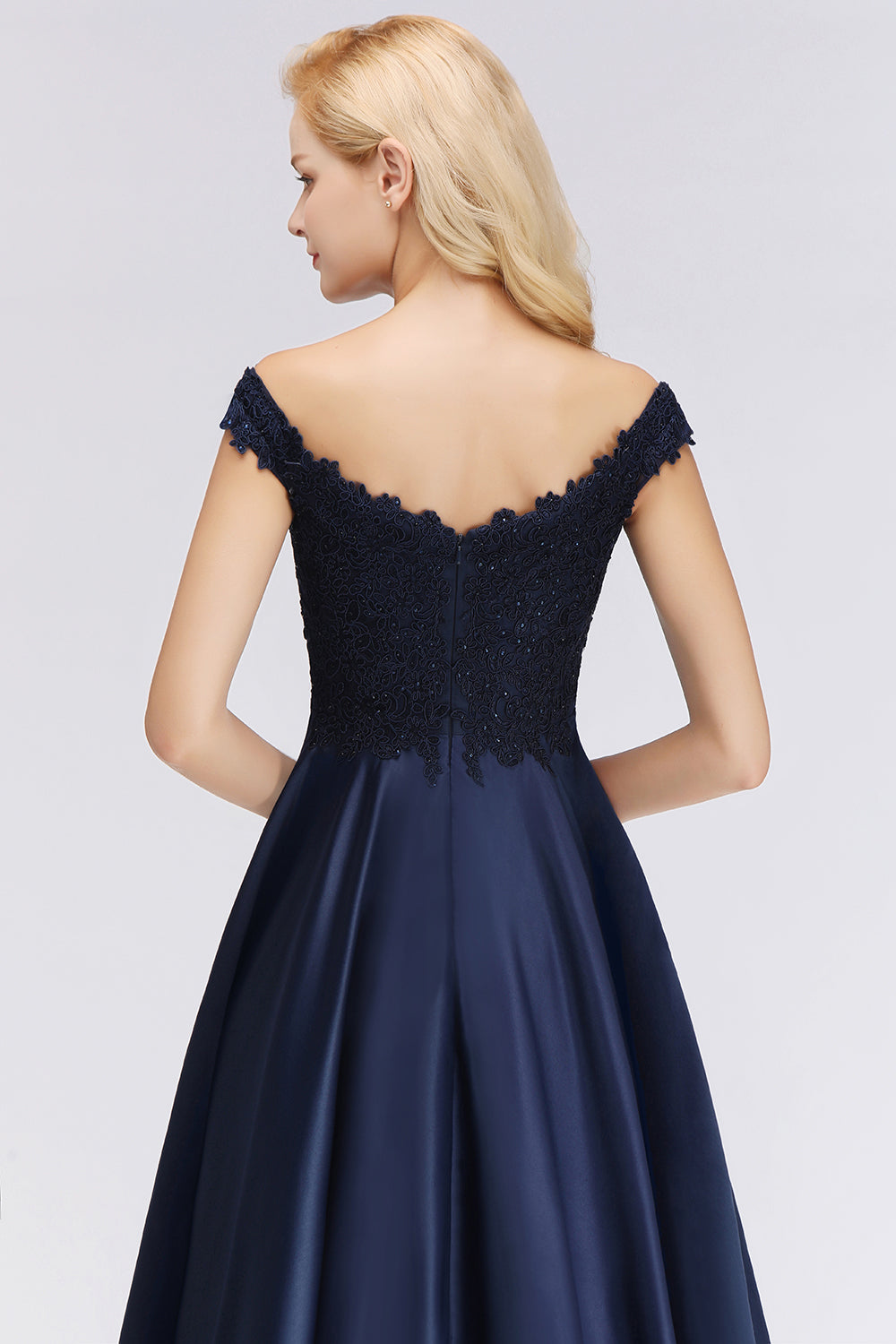 Elegant Off the Shoulder Ruffles Beads Sleeveless Bridesmaid Dress