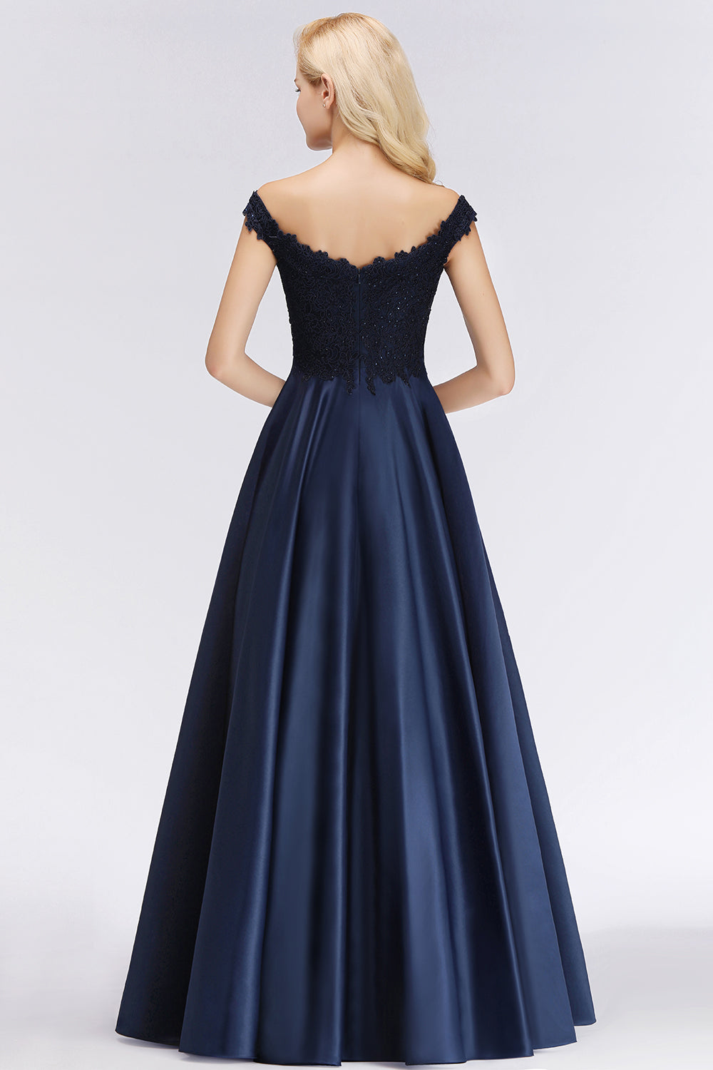 Elegant Off the Shoulder Ruffles Beads Sleeveless Bridesmaid Dress