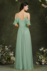 Elegant Spaghetti Straps Sweetheart Backless A-Line Chiffon Bridesmaid Dress With Pockets