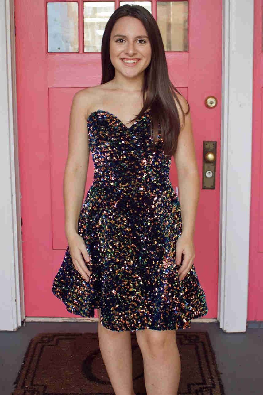Sweetheart A-line Sequin Short Party Dress