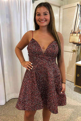 Glitter Sweetheart A-Line Spaghetti Straps Short Homecoming Dress