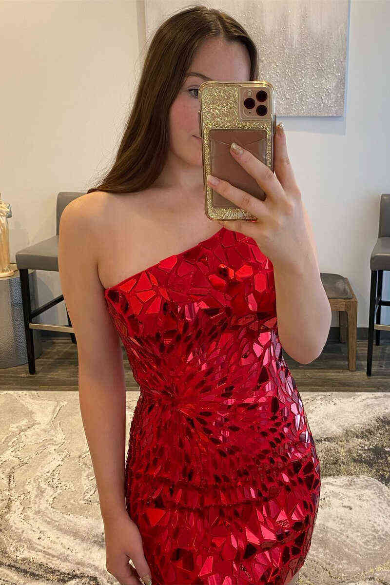 Chic Mermaid One Shoulder Short Homecoming Dress