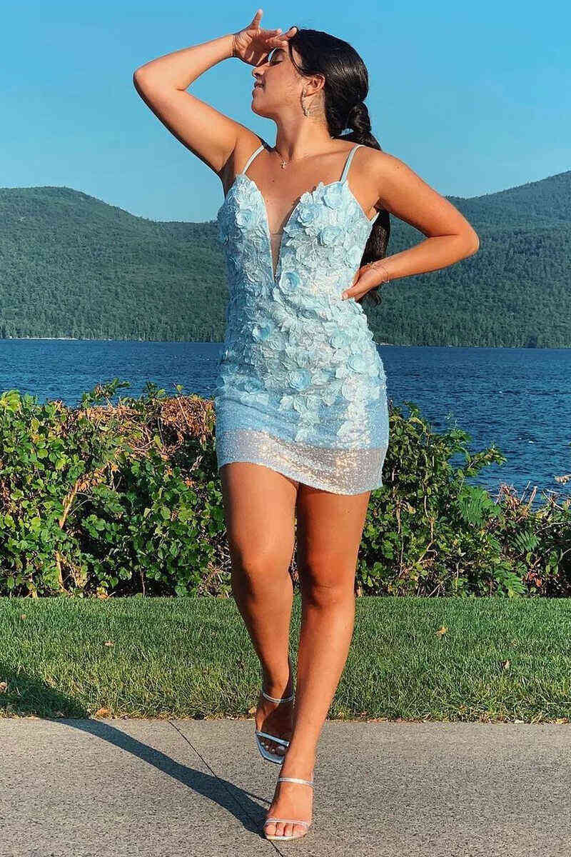 Mermaid Backless Sweetheart Flower Lace Short Homecoming Dress