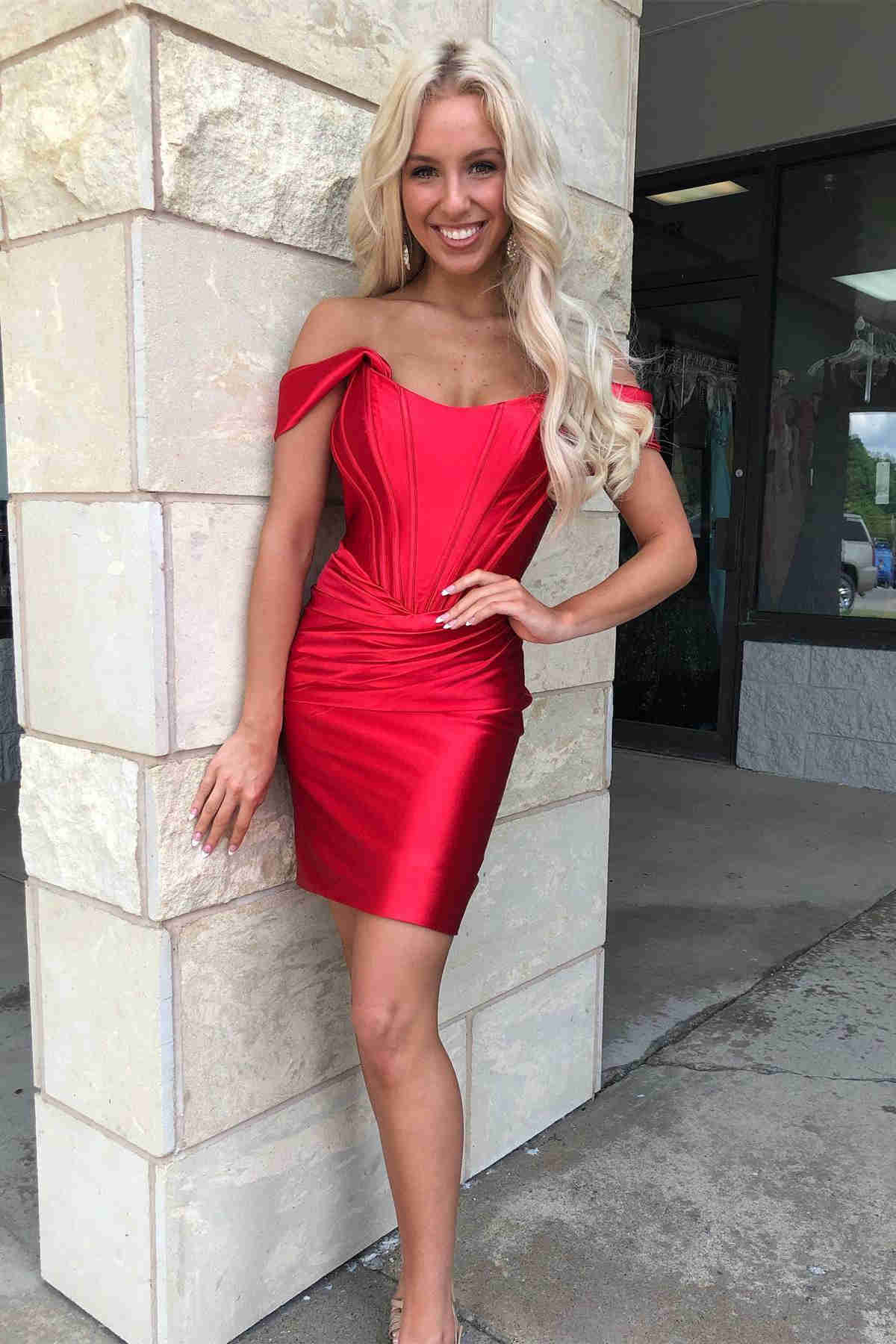 Mermaid Off the Shoulder Cap Sleeves Short Bodycon Homecoming Dress
